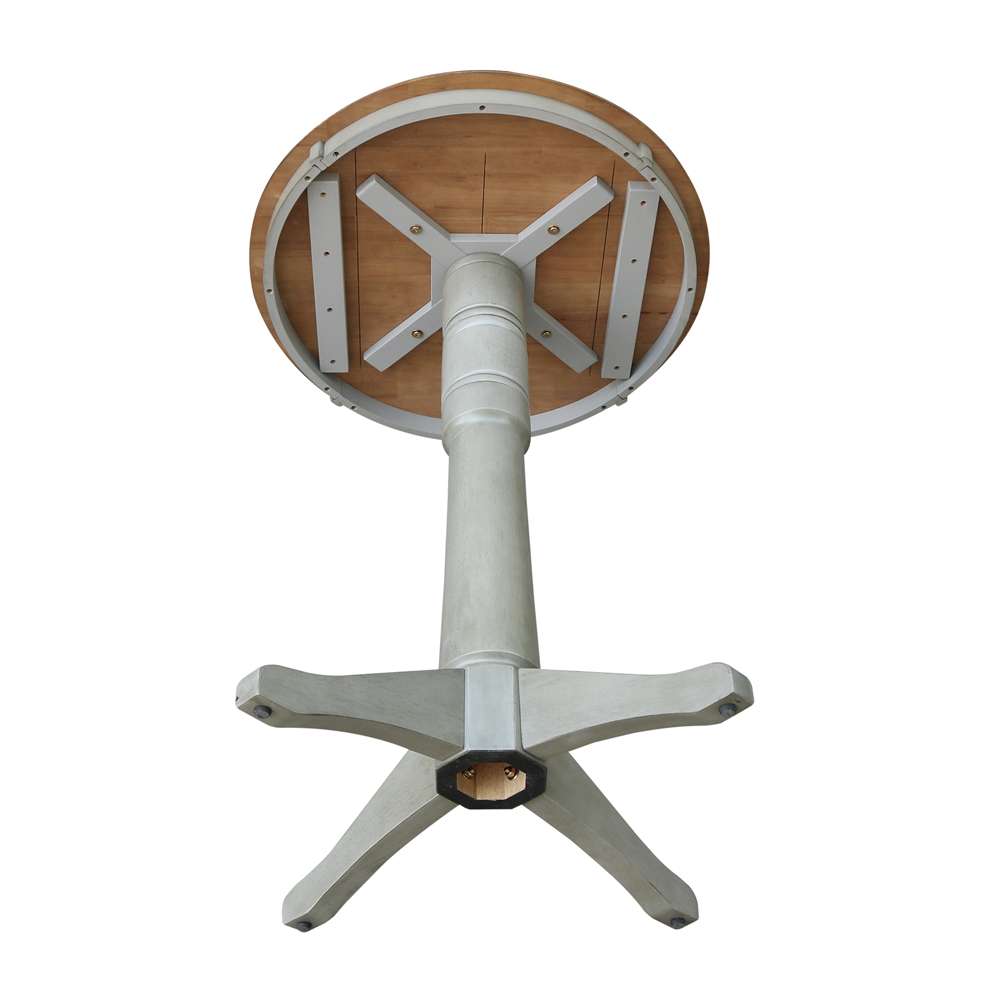 International Concepts - 30in Round Top Ped Table - 41.9inH in Hickory/Stone Finish - K41-30RT-27B-6B-2 veiw 4
