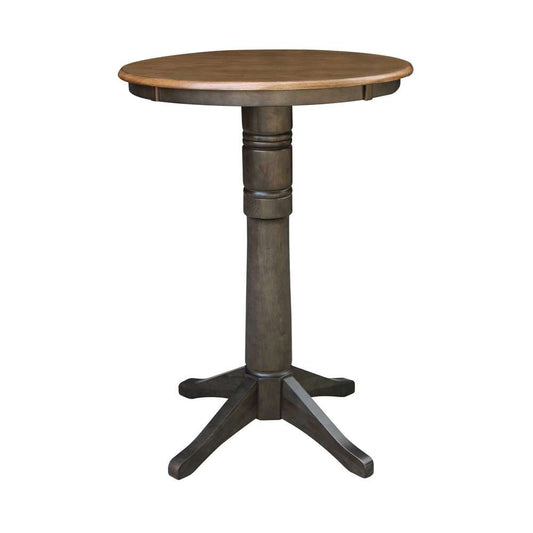 International Concepts - 30in Round Top Ped Table - 41.9inH in Hickory/Washed Coal Finish - K45-30RT-27B-6B-2 veiw 1