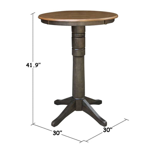 International Concepts - 30in Round Top Ped Table - 41.9inH in Hickory/Washed Coal Finish - K45-30RT-27B-6B-2 veiw 2