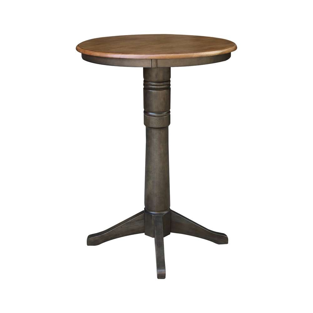 International Concepts - 30in Round Top Ped Table - 41.9inH in Hickory/Washed Coal Finish - K45-30RT-27B-6B-2 veiw 3