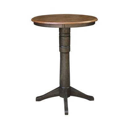 International Concepts - 30in Round Top Ped Table - 41.9inH in Hickory/Washed Coal Finish - K45-30RT-27B-6B-2 veiw 3