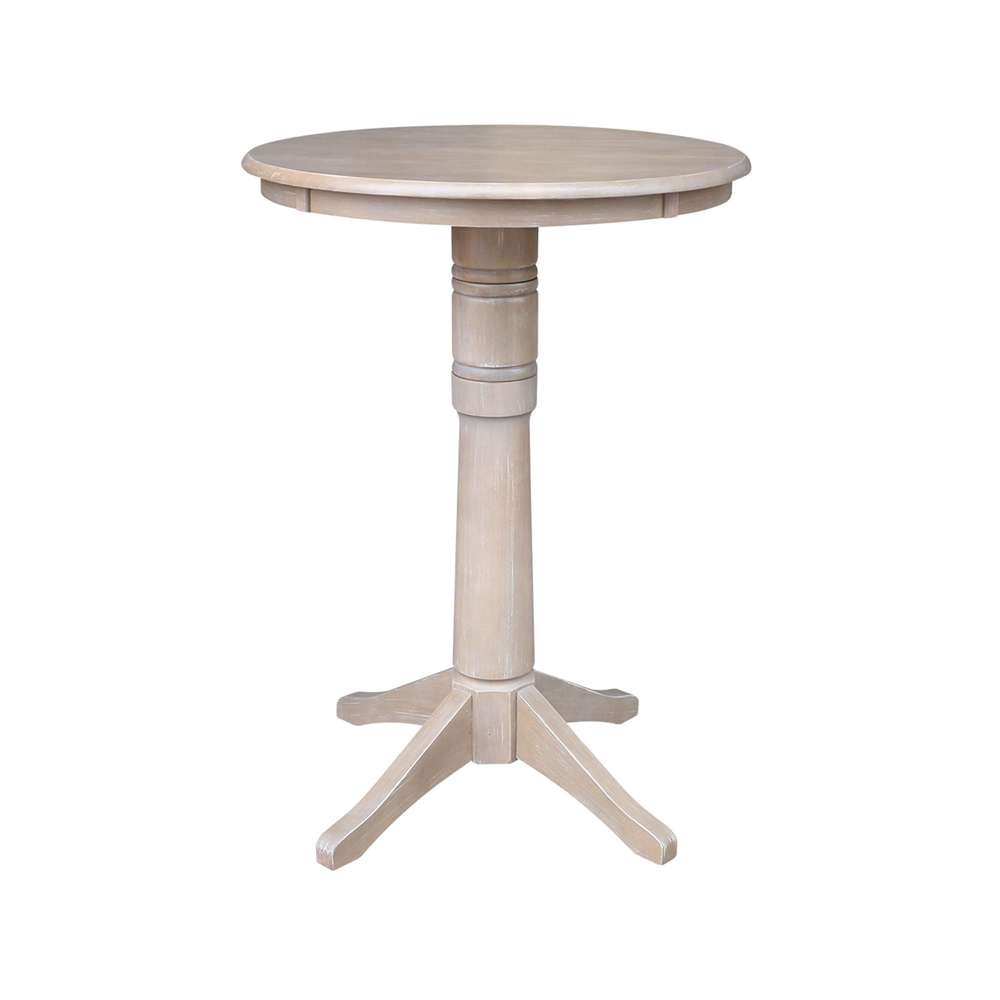 International Concepts - 30in Round Top Ped Table - 41.9inH in Washed Gray Taupe Finish - K09-30RT-27B-6B-2 veiw 1