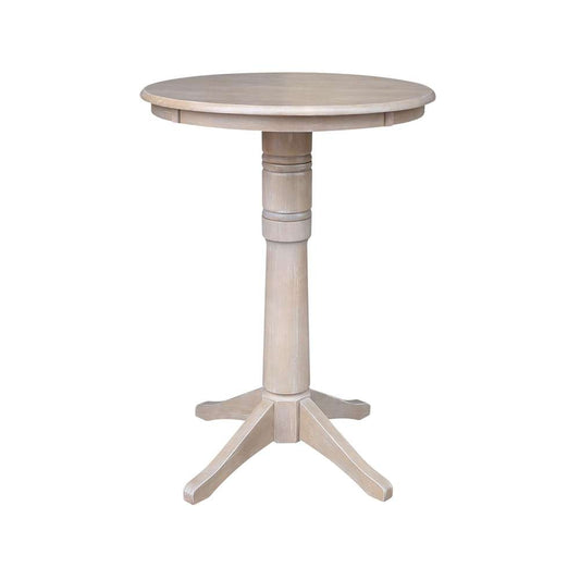 International Concepts - 30in Round Top Ped Table - 41.9inH in Washed Gray Taupe Finish - K09-30RT-27B-6B-2 veiw 1