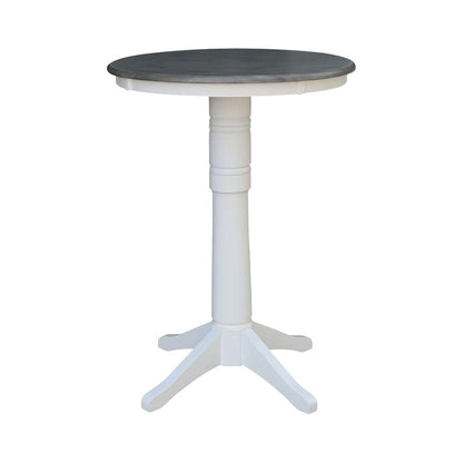 International Concepts - 30in Round Top Ped Table - 41.9inH in White/Heather Gray Finish - K05-30RT-27B-6B-2 veiw 1