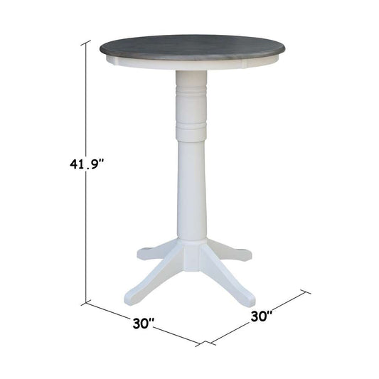 International Concepts - 30in Round Top Ped Table - 41.9inH in White/Heather Gray Finish - K05-30RT-27B-6B-2 veiw 2