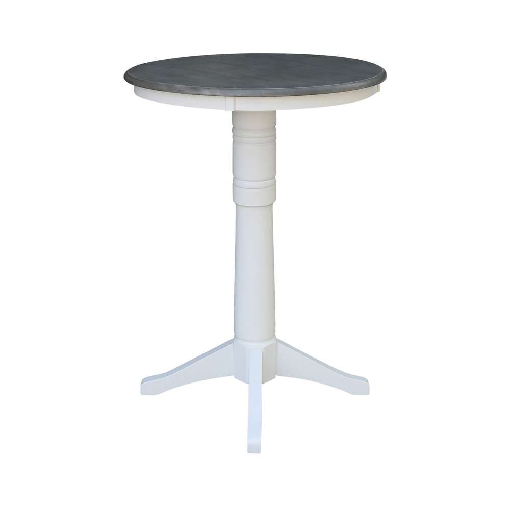 International Concepts - 30in Round Top Ped Table - 41.9inH in White/Heather Gray Finish - K05-30RT-27B-6B-2 veiw 3