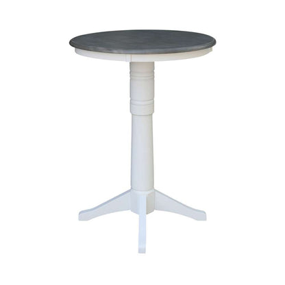 International Concepts - 30in Round Top Ped Table - 41.9inH in White/Heather Gray Finish - K05-30RT-27B-6B-2 veiw 3