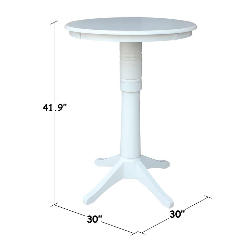 International Concepts - 30in Round Top Ped Table - 41.9inH in White Finish - K08-30RT-27B-6B-2 veiw 2