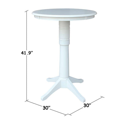 International Concepts - 30in Round Top Ped Table - 41.9inH in White Finish - K08-30RT-27B-6B-2 veiw 2