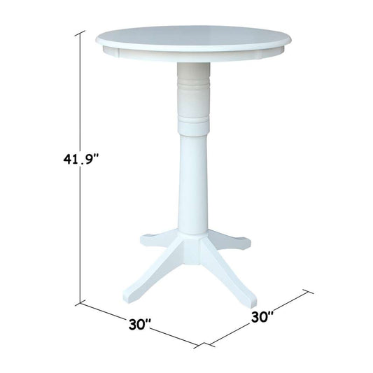 International Concepts - 30in Round Top Ped Table - 41.9inH in White Finish - K08-30RT-27B-6B-2 veiw 2