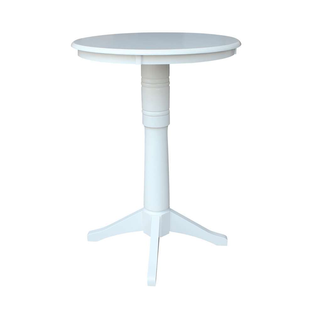 International Concepts - 30in Round Top Ped Table - 41.9inH in White Finish - K08-30RT-27B-6B-2 veiw 3