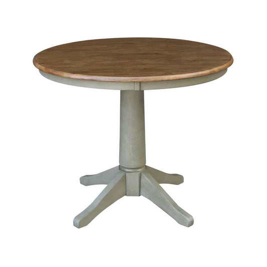 International Concepts - 36in Round Top Ped Table - 28.9inH in Hickory/Stone Finish - K41-36RT-27B veiw 1