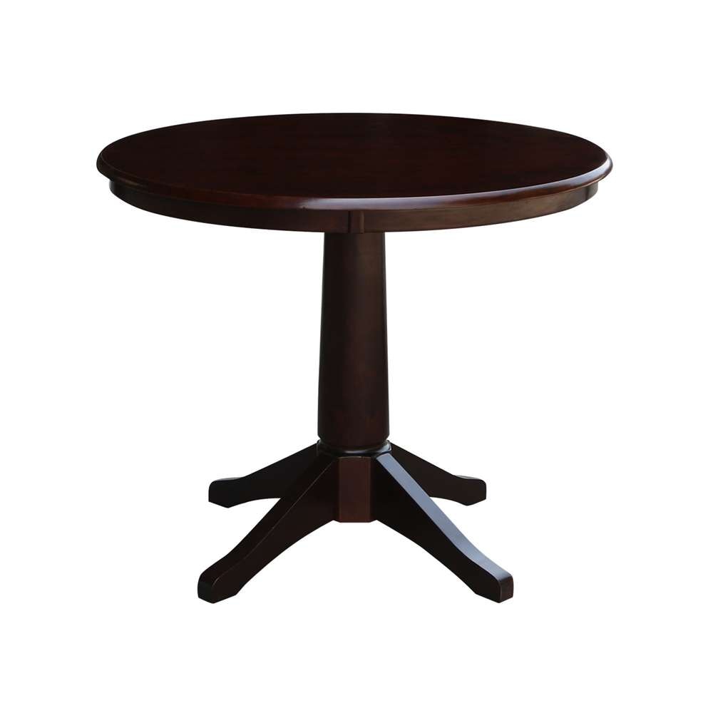 International Concepts - 36in Round Top Ped Table - 28.9inH in Rich Mocha Finish - K15-36RT-27B veiw 1