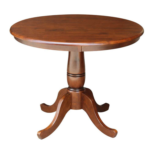 International Concepts - 36in Round Top Ped Table - 29.1inH in Espresso Finish - K581-36RT veiw 1