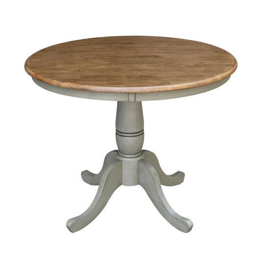 International Concepts - 36in Round Top Ped Table - 29.1inH in Hickory/Stone Finish - K41-36RT veiw 1