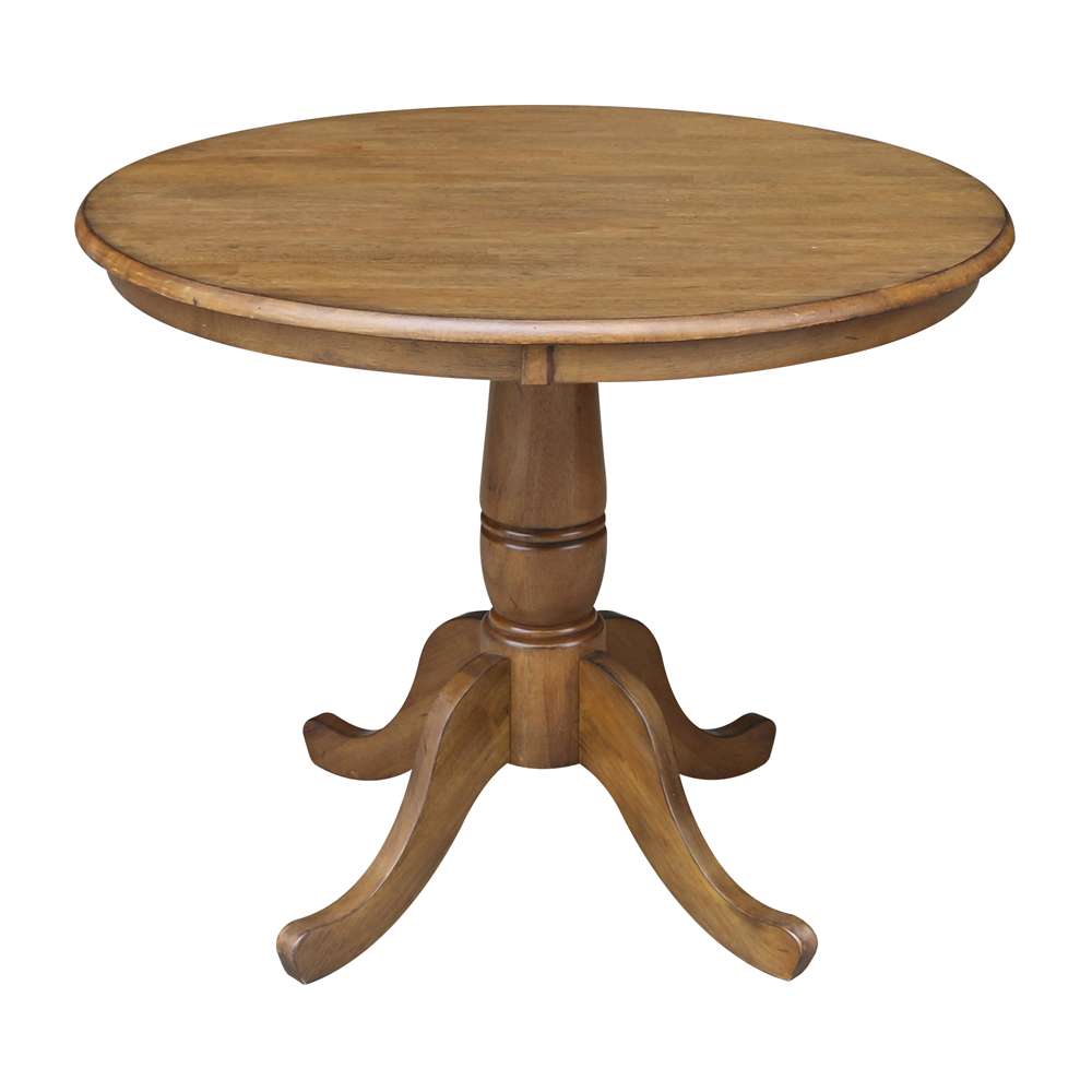 International Concepts - 36in Round Top Ped Table - 29.1inH in Pecan Finish - K59-36RT veiw 1