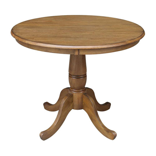 International Concepts - 36in Round Top Ped Table - 29.1inH in Pecan Finish - K59-36RT veiw 1