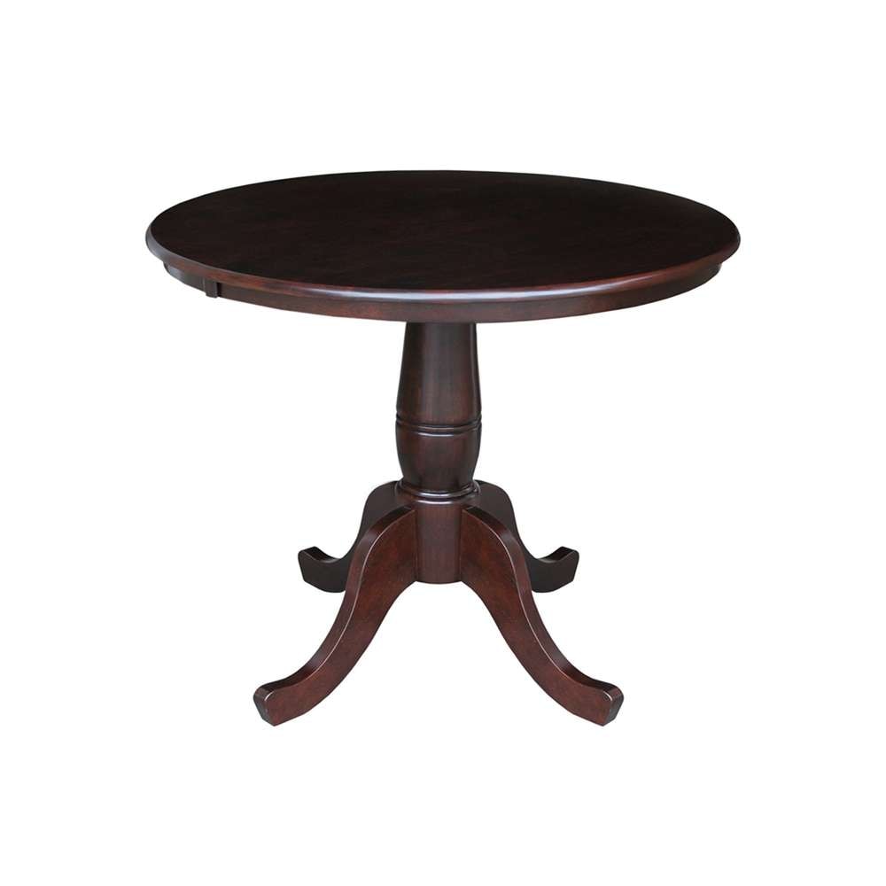 International Concepts - 36in Round Top Ped Table - 29.1inH in Rich Mocha Finish - K15-36RT veiw 1