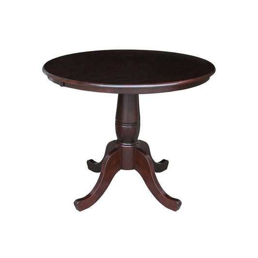 International Concepts - 36in Round Top Ped Table - 29.1inH in Rich Mocha Finish - K15-36RT veiw 1