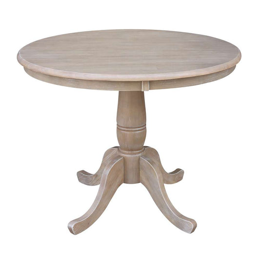 International Concepts - 36in Round Top Ped Table - 29.1inH in Washed Gray Taupe Finish - K09-36RT veiw 1