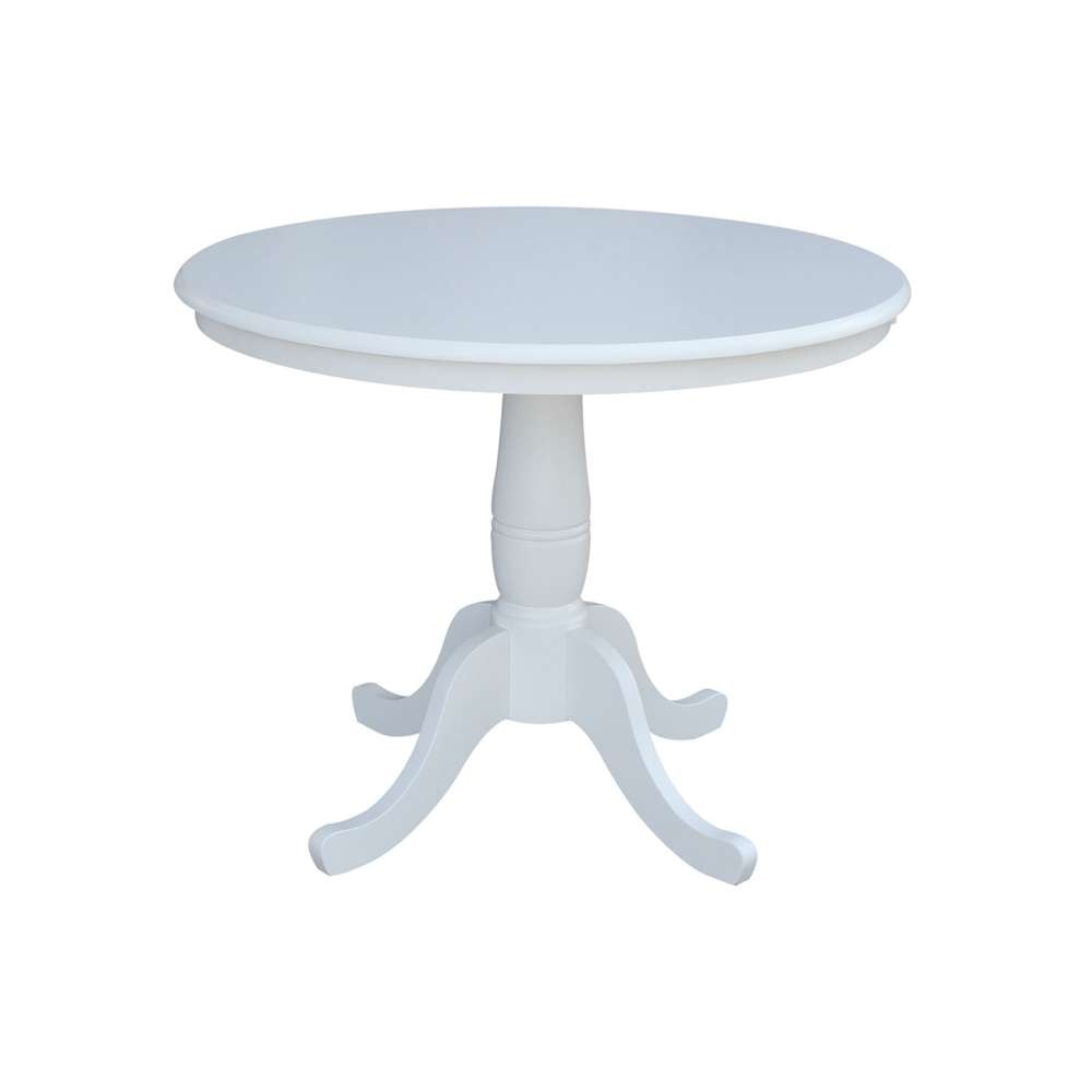 International Concepts - 36in Round Top Ped Table - 29.1inH in White Finish - K08-36RT veiw 1