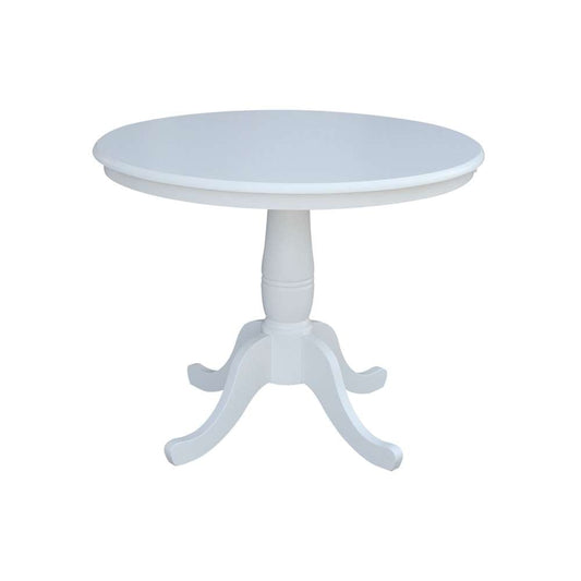International Concepts - 36in Round Top Ped Table - 29.1inH in White Finish - K08-36RT veiw 1