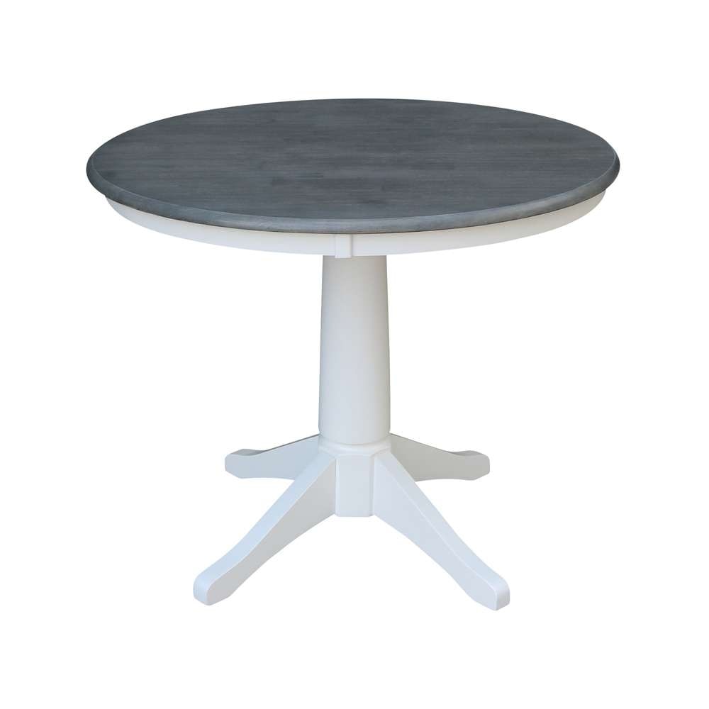 International Concepts - 36in Round Top Ped Table - 29.9inH in White/Heather Gray Finish - K05-36RT-27B veiw 1