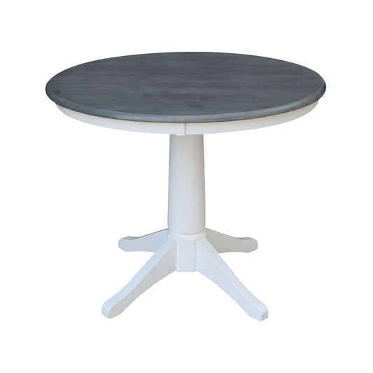 International Concepts - 36in Round Top Ped Table - 29.9inH in White/Heather Gray Finish - K05-36RT-27B veiw 1