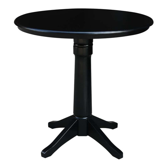 International Concepts - 36in Round Top Ped Table - 34.9inH in Black Finish - K46-36RT-27B-6B veiw 1