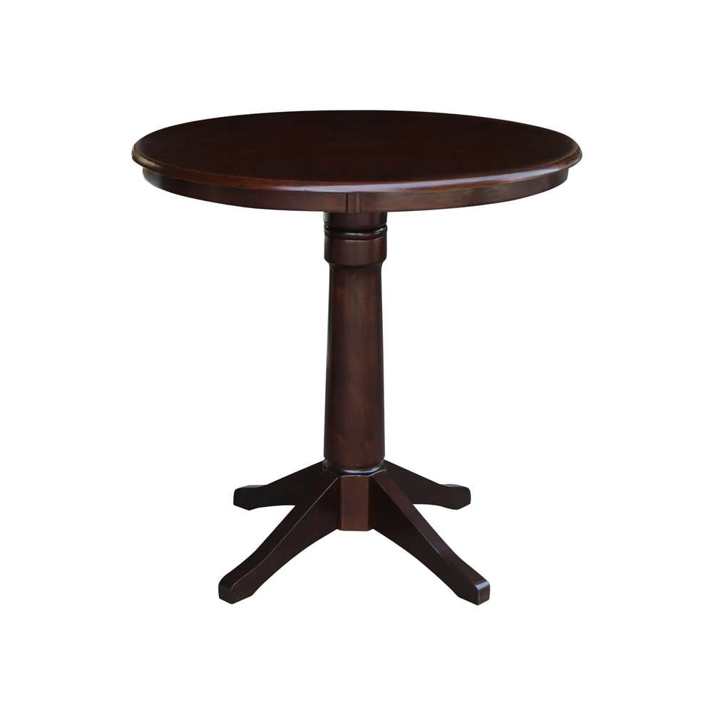 International Concepts - 36in Round Top Ped Table - 34.9inH in Rich Mocha Finish - K15-36RT-27B-6B veiw 1
