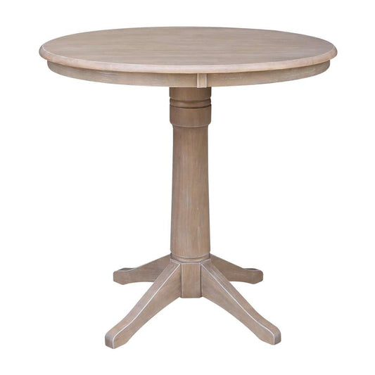 International Concepts - 36in Round Top Ped Table - 34.9inH in Washed Gray Taupe Finish - K09-36RT-27B-6B veiw 1