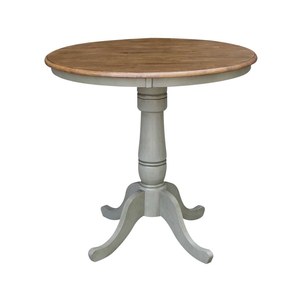 International Concepts - 36in Round Top Ped Table - 35.1inH in Hickory/Stone Finish - K41-36RT-6B veiw 1