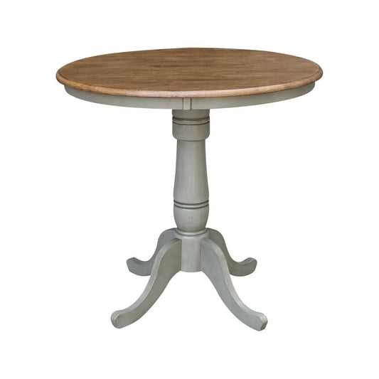 International Concepts - 36in Round Top Ped Table - 35.1inH in Hickory/Stone Finish - K41-36RT-6B veiw 1