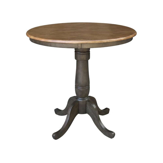 International Concepts - 36in Round Top Ped Table - 35.1inH in Hickory/Washed Coal Finish - K45-36RT-6B veiw 1