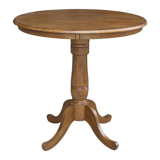 International Concepts - 36in Round Top Ped Table - 35.1inH in Pecan Finish - K59-36RT-6B veiw 1