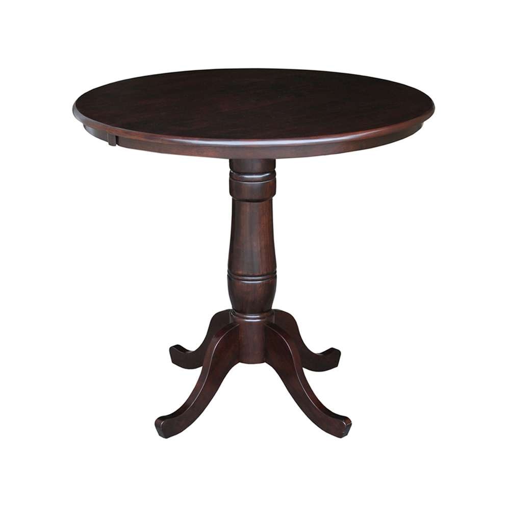International Concepts - 36in Round Top Ped Table - 35.1inH in Rich Mocha Finish - K15-36RT-6B veiw 1