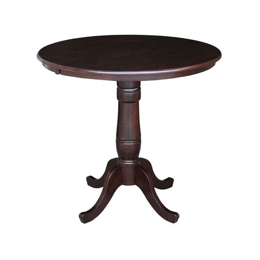 International Concepts - 36in Round Top Ped Table - 35.1inH in Rich Mocha Finish - K15-36RT-6B veiw 1