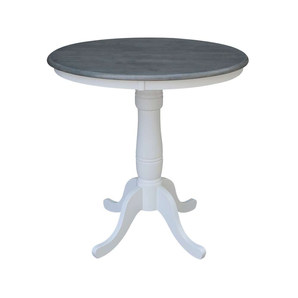International Concepts - 36in Round Top Ped Table - 35.1inH in White/Heather Gray Finish - K05-36RT-6B veiw 1
