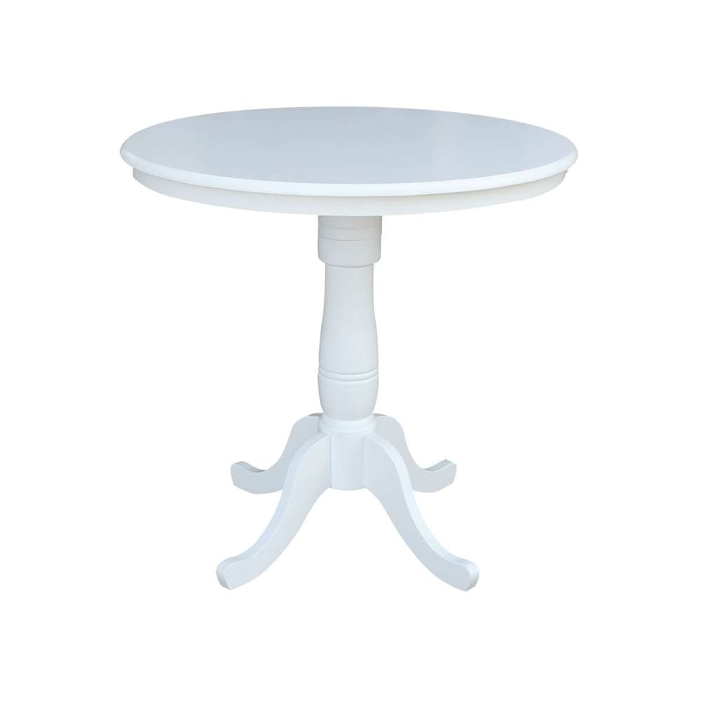 International Concepts - 36in Round Top Ped Table - 35.1inH in White Finish - K08-36RT-6B veiw 1