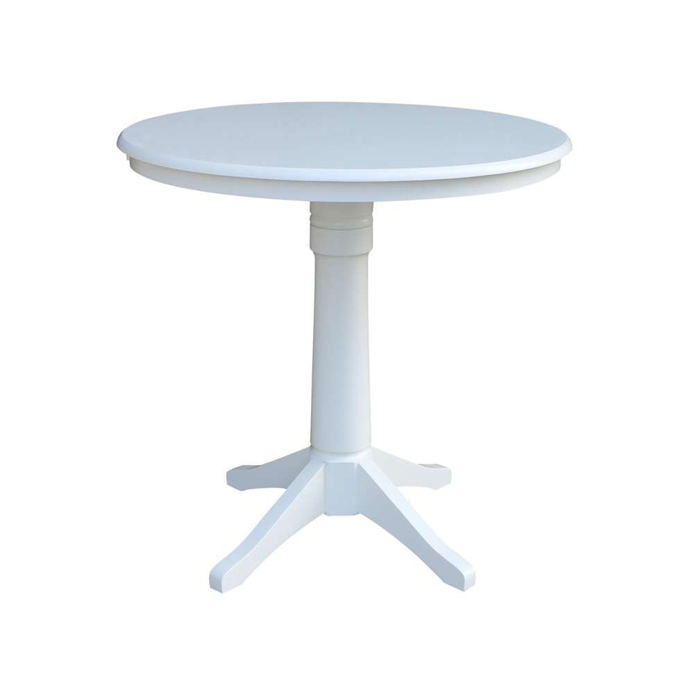 International Concepts - 36in Round Top Ped Table - 35.9inH in White Finish - K08-36RT-27B-6B veiw 1
