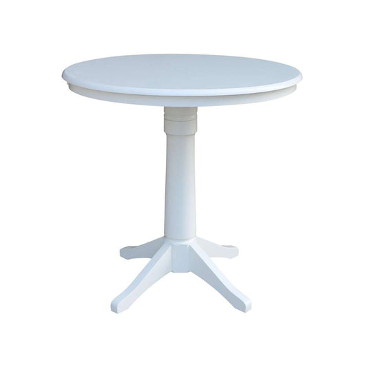 International Concepts - 36in Round Top Ped Table - 35.9inH in White Finish - K08-36RT-27B-6B veiw 1
