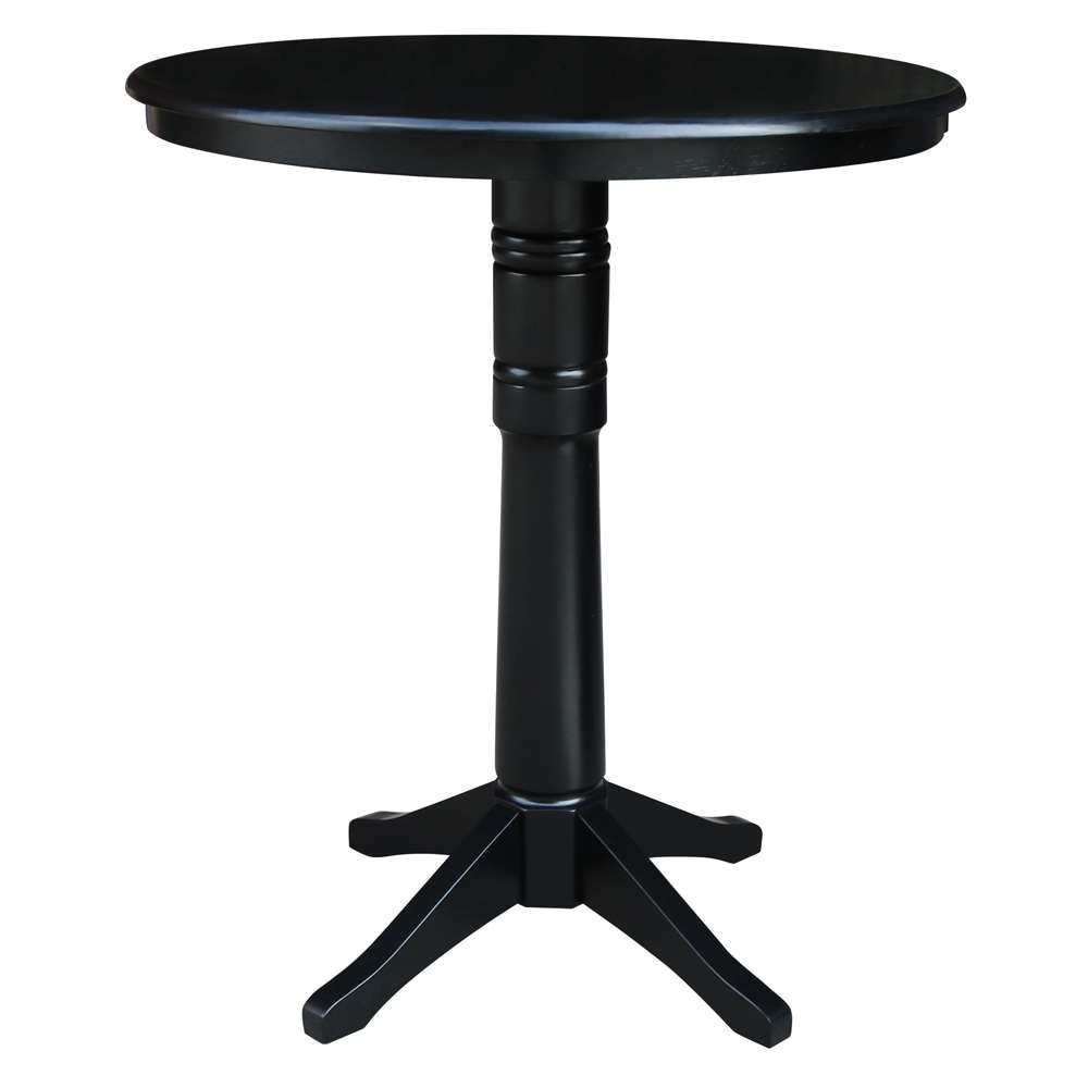 International Concepts - 36in Round Top Ped Table - 40.9inH in Black Finish - K46-36RT-27B-6B-2 veiw 1