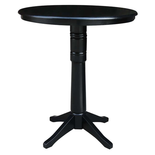 International Concepts - 36in Round Top Ped Table - 40.9inH in Black Finish - K46-36RT-27B-6B-2 veiw 1