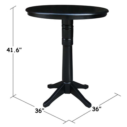 International Concepts - 36in Round Top Ped Table - 40.9inH in Black Finish - K46-36RT-27B-6B-2 veiw 2
