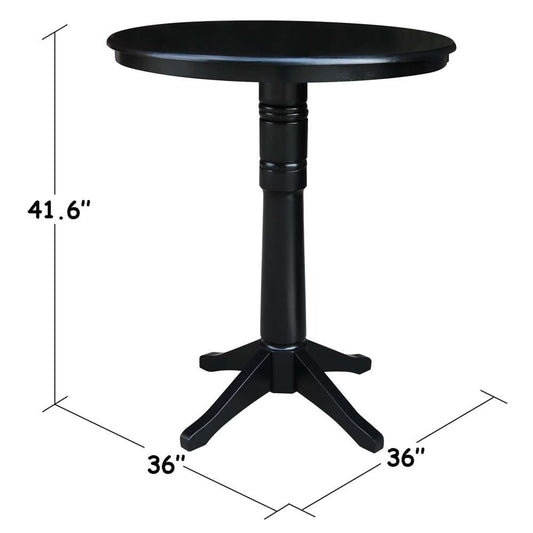 International Concepts - 36in Round Top Ped Table - 40.9inH in Black Finish - K46-36RT-27B-6B-2 veiw 2