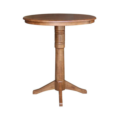 International Concepts - 36in Round Top Ped Table - 40.9inH in Distressed Oak Finish - K42-36RT-27B-6B-2 veiw 3