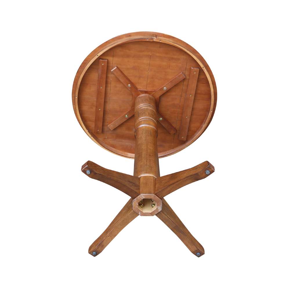 International Concepts - 36in Round Top Ped Table - 40.9inH in Distressed Oak Finish - K42-36RT-27B-6B-2 veiw 4