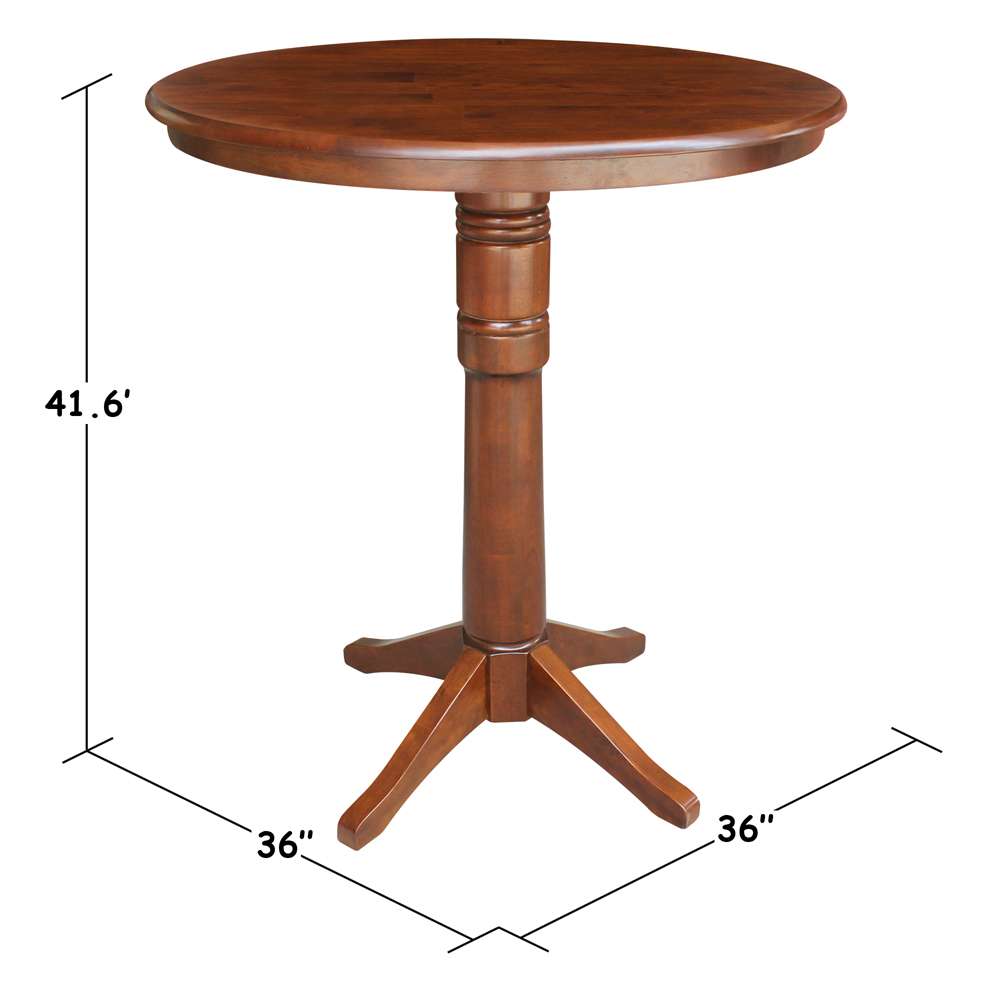 International Concepts - 36in Round Top Ped Table - 40.9inH in Espresso Finish - K581-36RT-27B-6B-2 veiw 2