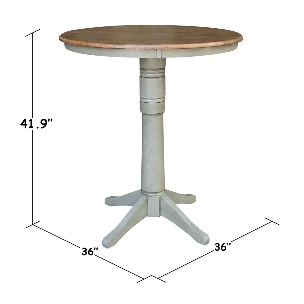International Concepts - 36in Round Top Ped Table - 40.9inH in Hickory/Stone Finish - K41-36RT-27B-6B-2 veiw 2