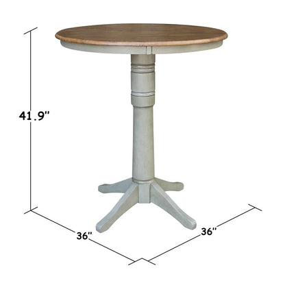 International Concepts - 36in Round Top Ped Table - 40.9inH in Hickory/Stone Finish - K41-36RT-27B-6B-2 veiw 2